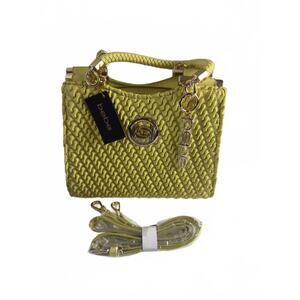 Bebe Erika Mini Shopper Lemon Crossbody Bag with Gold Hardware